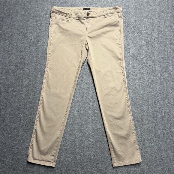 Massimo Dutti Slim Fit Pants Womens Size 12 (36x29.5) Khaki Pockets Stretch - Picture 1 of 9